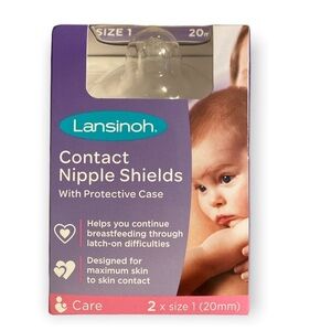 Lansinoh contact 2 nipple sheilds with protective case size 1 20mm